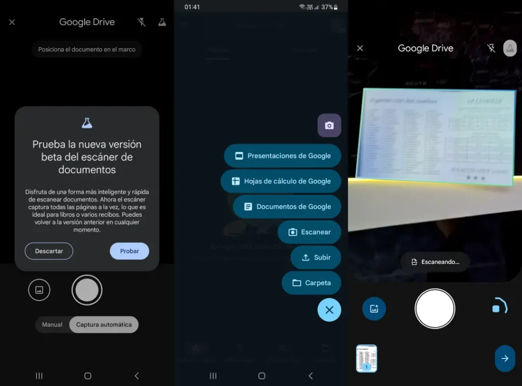 Función Escanear de Google Drive en Android, recomendada como reemplazo de Microsoft Lens en 2026