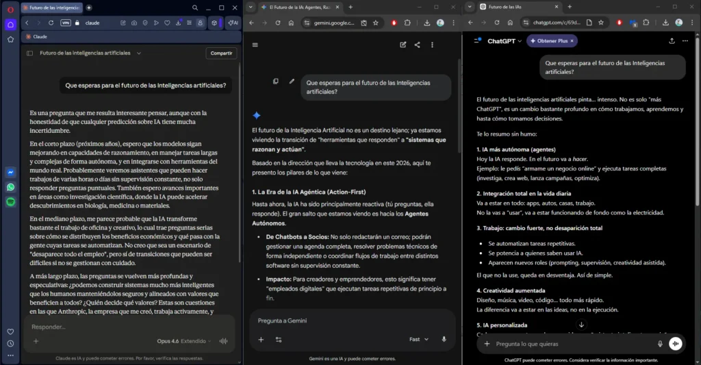 Mi prueba real comparando ChatGPT, Gemini y Claude con la misma pregunta - abril 2026